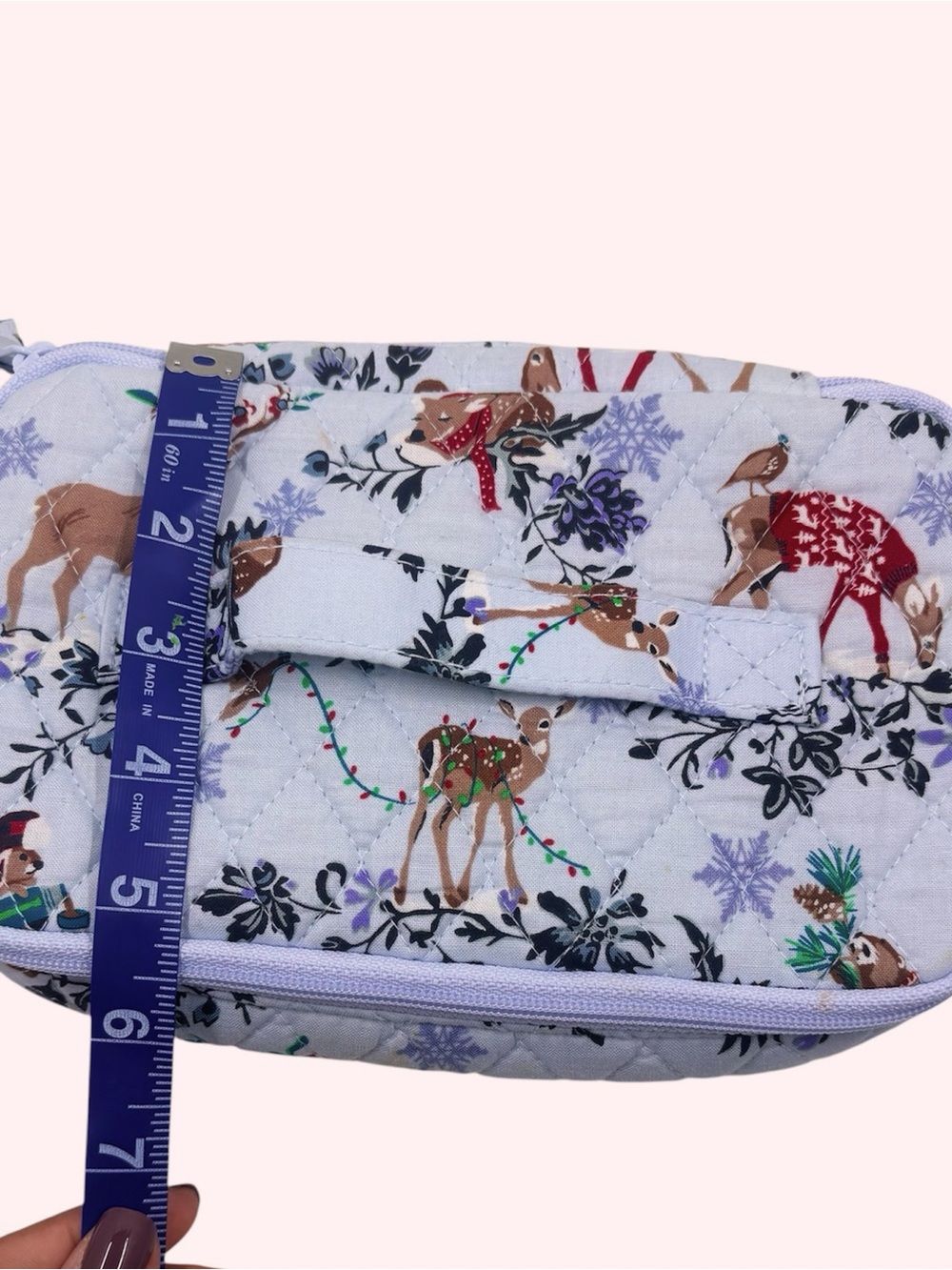Vera Bradley Retired “Merry Mischief Snow Day" Train Case Light Blue Winter NWOT